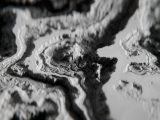 Close-up of a topographical map model