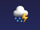 a cloud with a thunder and rain coming out of it